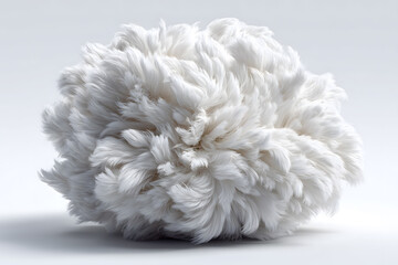 Fluffy white artistic render of feathery texture forming a soft and elegant spherical shape