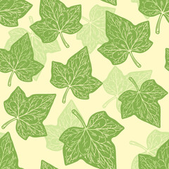 seamless pattern with ivy leaves, plant background
