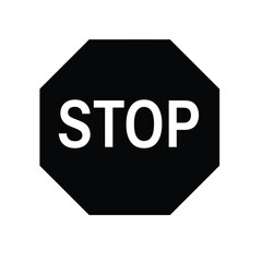 Black Octagon Stop Sign Isolated on White Background Simple Traffic Sign Graphic