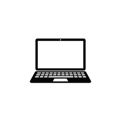 Simple Black Laptop Icon Isolated on White Background for Web Design and App Development