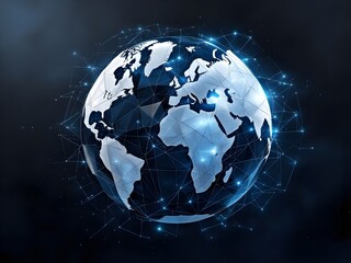 Globe wrapped in a digital network