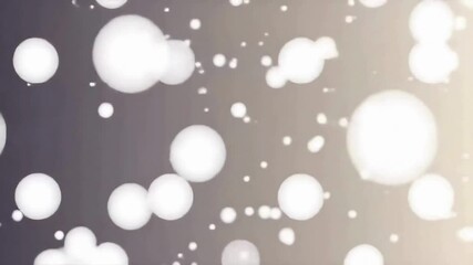 Floating White Spheres Moving in Gentle Slow Motion Abstract Background