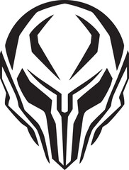 Alien Skull Helmeted Emblem Futuristic Vector Black Icon Alien Skull Helmet Vector Black Cosmic Helmet Design