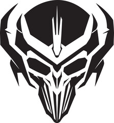 Alien Skull Helmet Futuristic Vector Black Warrior Art Alien Skull Helmet Bold Black Vector Battle Emblem