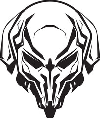 Alien Skull Helmet Bold Black Vector Battle Emblem Alien Skull Helmeted Logo Dark Vector Black Art Icon