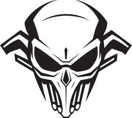 Alien Skull Helmet Futuristic Vector Black Helmeted Logo Alien Skull Helmeted Warrior Vector Black Helmeted Desin
