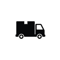 Delivery Truck Icon with Box Black Silhouette for Logistics Shipping and Transportation Services Vector Illustration