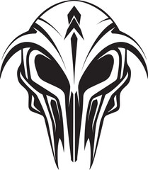 Alien Skull with Helmet Futuristic Black Vector Emblem Alien Skull Helmeted Emblem Bold Vector Black Battle Icon