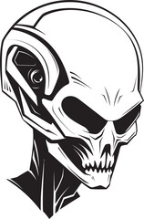 Alien Skull Helmeted Emblem Bold Vector Black Battle Icon Alien Skull Helmet Black Vector Futuristic Battle Symbol