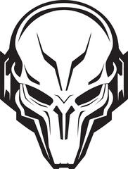 Alien Skull Helmet Vector Battle Ready Black Helmet Design Alien Skull Helmeted Emblem Futuristic Black Vector Art