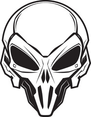 Alien Skull Helmeted Emblem Dark Vector Black Battle Icon Alien Skull Helmet Futuristic Black Vector Helmeted Symbol