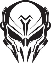 Alien Skull Helmeted Emblem Dark Battle Ready Black Vector Art Alien Skull Helmet Vector Futuristic Black Battle Helmet Symbol