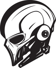 Alien Skull Helmeted Emblem Futuristic Vector Black Warrior Logo Alien Skull Helmet Vector Futuristic Black Battle Helmeted Art