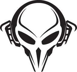 Alien Skull Helmeted Emblem Bold Vector Black Warrior Helmet Design Alien Skull Helmet Vector Dark Vector Black Battle Helmet Art