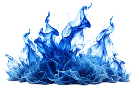 Vivid blue flames isolated on a white background