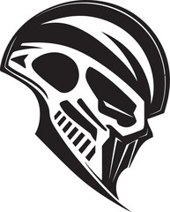 Alien Skull Helmeted Emblem Black Vector Galactic Icon Alien Skull Helmet Futuristic Warrior Black Vector