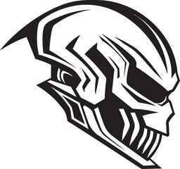 Alien Skull Helmeted Logo Futuristic Vector Black Art Alien Skull Helmeted Emblem Black Vector Galactic Icon