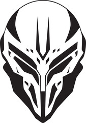 Alien Skull Helmet Battle Ready Black Vector Design Alien Skull Helmeted Emblem Dark Futuristic Black Vector