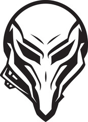 Alien Skull Helmeted Warrior Bold Vector Black Emblem Alien Skull Helmet Futuristic Warrior Black Vector Art