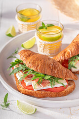 Golden and healthy french croissant for breakfast in morning.