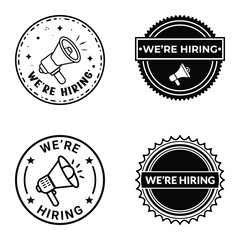 We are Hiring stamp logo vector collection banner, sign, and badge for job recruitment announcement