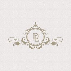 Luxury monogram logo template vector frame for logotype or badge Design.