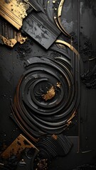 Black rough grunge texture close view abstract background, scratched surface