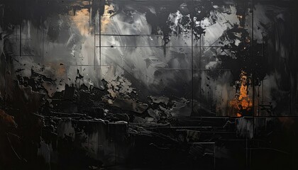 Fototapeta premium Black rough grunge texture close view abstract background, scratched surface