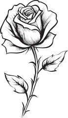 Classic Rose Flower Black Vector Emblem with Elegant Design Detailed Black Rose Beautiful Floral Vector Logo for Branding