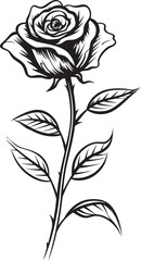 Detailed Black Rose Vector Art Emblem for Branding and Design Modern Black Rose Flower Elegant Vector Logo with Petal Lines