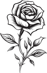 Detailed Black Rose Elegant Floral Vector Emblem for Branding Graceful Black Rose Blossom Vector Logo with Petal Design