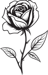 Artistic Black Rose Vector Beautiful Flower Emblem for Branding Detailed Rose Bloom Black Vector Floral Logo with Graceful Lines