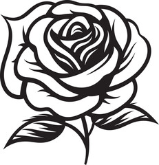 Elegant Rose Flower in Black Vector Art Design Detailed Black Rose Blossom Logo for Modern Design