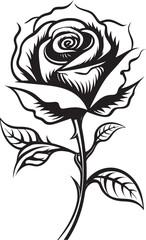 Black Rose Flower Emblem Detailed Vector Logo for Branding Elegant Rose Flower Vector Emblem with Black Design