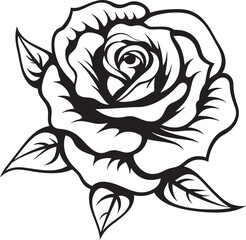 Black Floral Rose Detailed Vector Art Emblem for Branding Modern Black Rose Flower Logo with Elegant Detailing