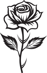 Black Vector Rose Blossom Beautiful Floral Logo with Artistic Touch Stylized Rose Flower Black Vector Emblem for Elegant Branding