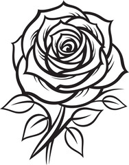 Beautiful Rose Flower Vector Design in Black Silhouette Classic Black Rose Vector Logo with Refined Details
