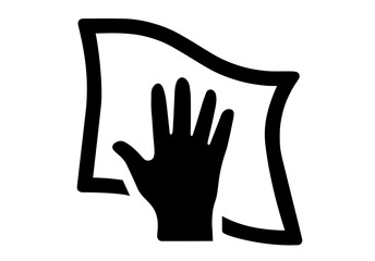 Hand with Cleaning Cloth – Surface Sanitization, Disinfection, Housekeeping and Hygiene Maintenance Symbol for Cleaning Services, Safety Protocols and UI Design