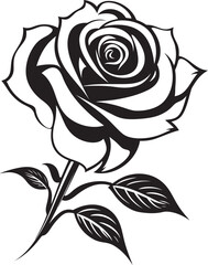 Elegant Black Rose Vector Logo with Artistic Line Work Black Rose Flower Vector Icon with Refined Floral Patterns