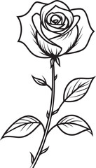 Black Vector Rose Flower Beautiful Emblem for Elegant Branding Beautiful Rose Blossom Black Vector Floral Art Logo Emblem