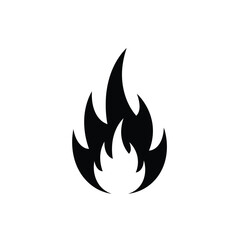 Simple Black Fire Icon on White Background