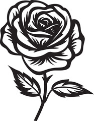 Minimalist Black Rose Vector Logo with Refined Petal Work Beautiful Rose Flower Vector Logo with Smooth Black Lines