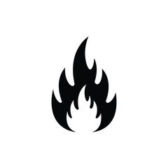 Simple Black Fire Icon on White Background