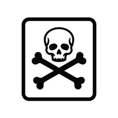 Black and white skull and crossbones warning sign