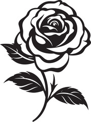 Detailed Rose Flower Vector Logo in Elegant Black Style Beautiful Rose Flower Vector Icon with Classic Black Silhouette