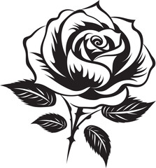 Black Rose Flower Vector Design with Smooth and Clean Lines Detailed Rose Flower Vector Logo in Elegant Black Style
