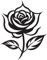Artistic Black Rose Flower Vector Icon with Elegant Silhouette Black Rose Vector Logo with Fine Floral and Petal Details