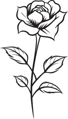 Elegant Rose Blossom Black Vector Floral Emblem with Artistic Touch Beautiful Black Rose Flower Vector Emblem with Graceful Details