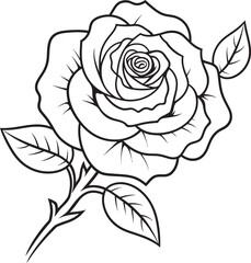 Beautiful rose line art vector icon with simple black strokes Classic black rose line drawing vector logo with smooth outlines