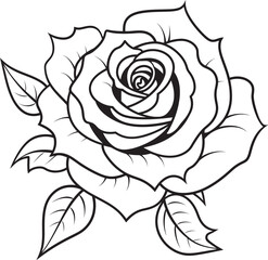 Beautiful rose vector logo with clean and elegant black lines Elegant rose line art vector icon with bold black stroke accents